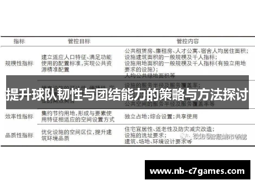 提升球队韧性与团结能力的策略与方法探讨